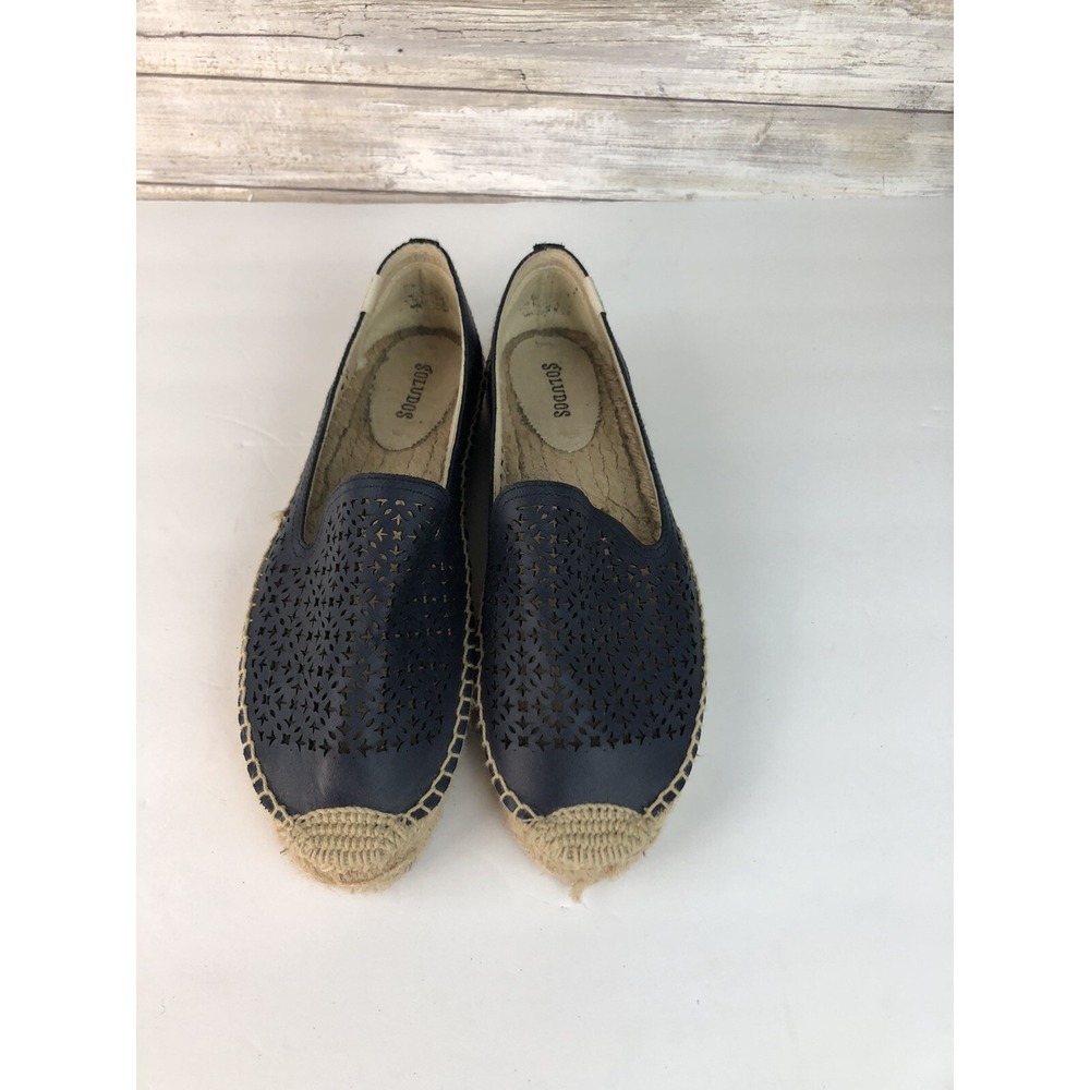 Soludos Navy Shoes Blue‎ Perforated Espadrille Flats Size 10